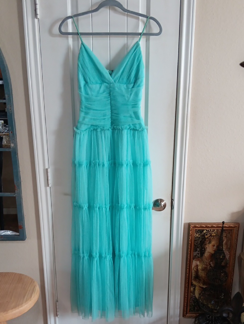 Vintage Jessica McClintock for Gunne Sax Aqua Tiered Tulle Maxi Ethereal Prom
